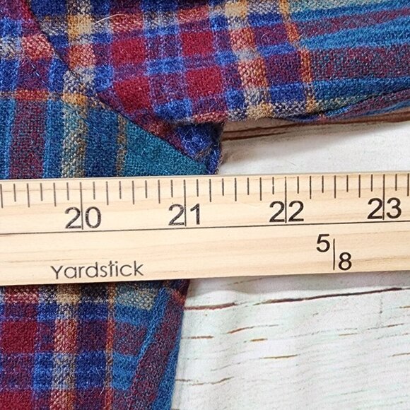 Pendleton Wool Vintage Plaid Button Shirt, Men's Medium Long - Picture 8 of 11